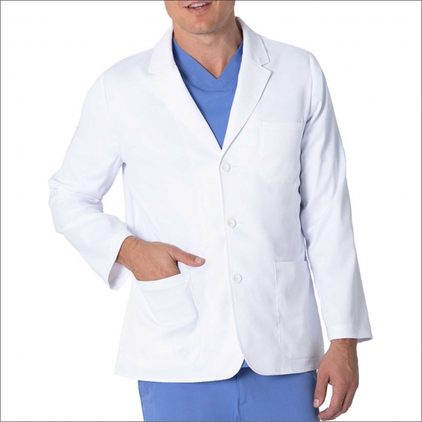 Mens White Short Lab Coat